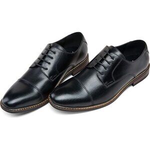 🆕Men's Black Classic Lace-up Cushioned Cap-Toe Formal  Oxford/Derby Dress Shoes